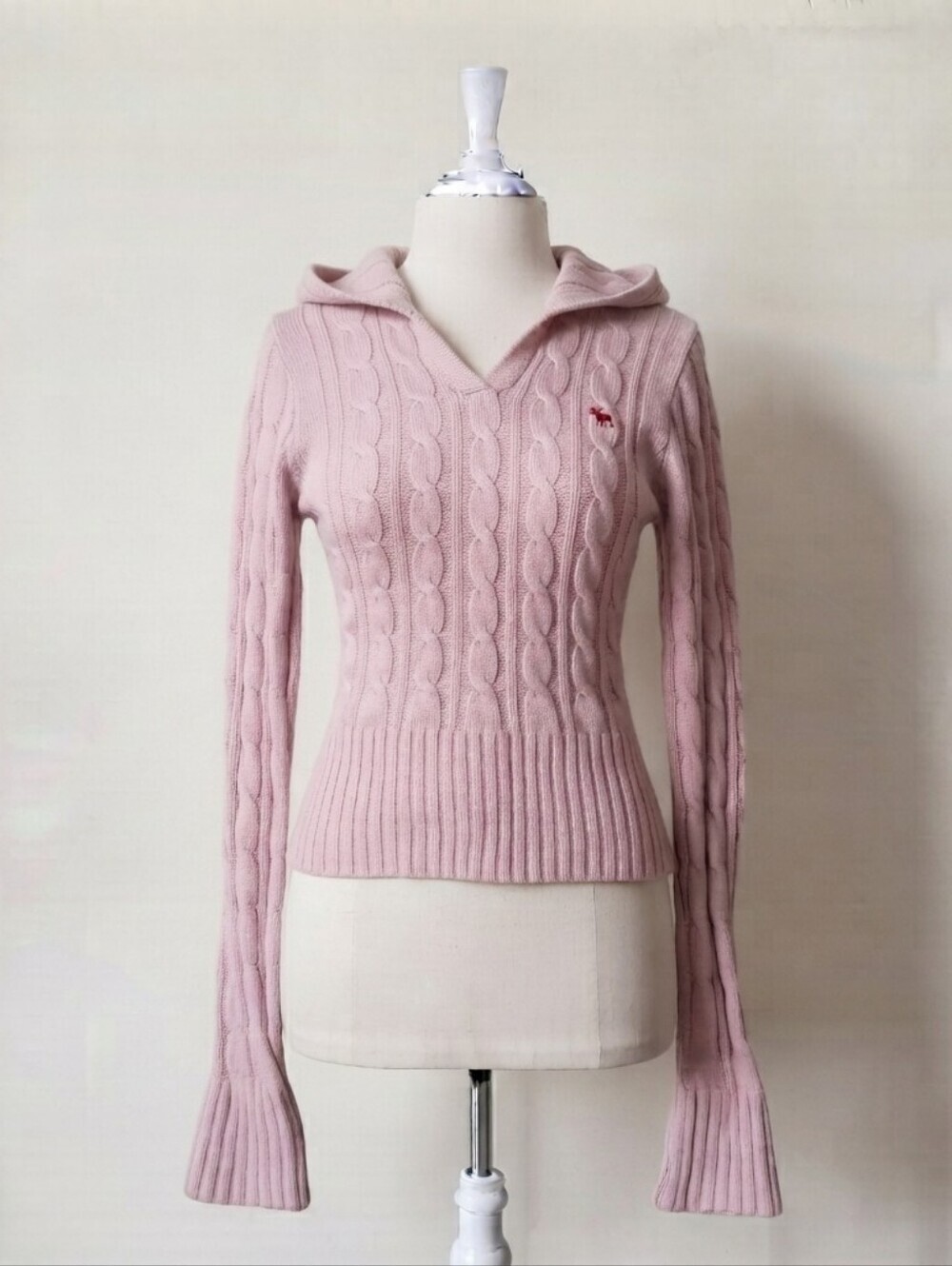 Abercrombie vintage long sleeve knit rabbit hair blend purple/pink hooded sweate